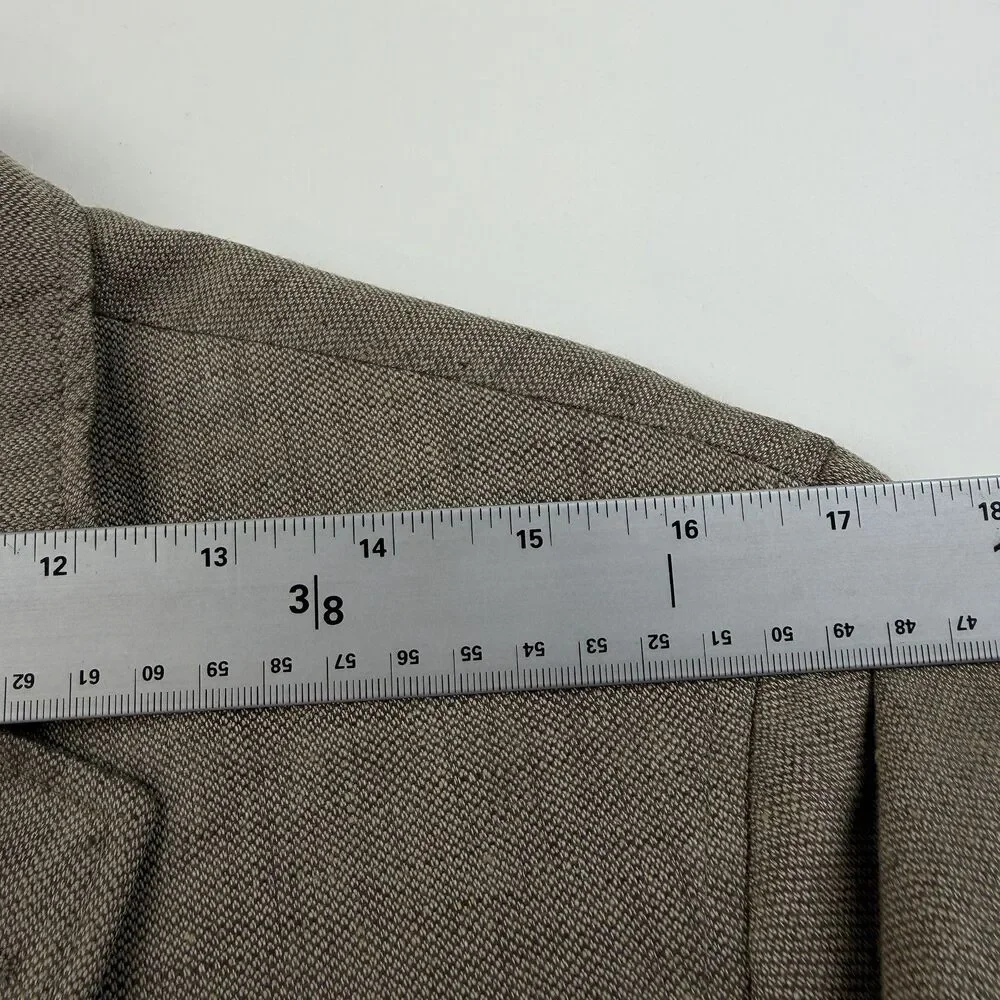 Banana Republic Mens 40L Linen Sportcoat Beige Khaki Tailored Fit Surgeon Cuffs